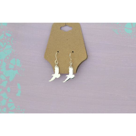 Sterling Silver Flying Eagle Earrings, Flying Eagle Earrings - Picture 2 of 4